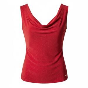 Calvin Klein 1X Red Shimmer Cowl Neck Evening Top NWT Plus Size